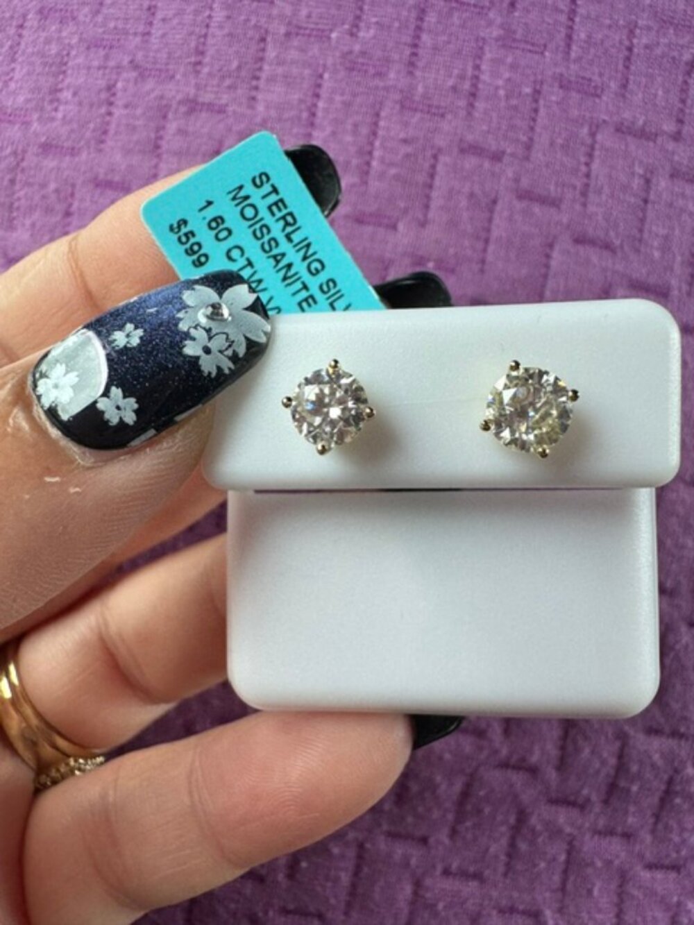1.60 CTW Moissanite Stud Earrings 925 Sterling Silver Round Brilliant Stone NWT